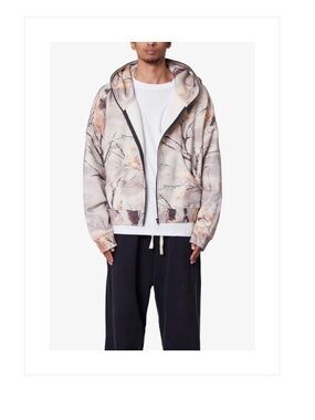 MNML Men's Hooded Zip Jacket - Beige & Light Brown Print
